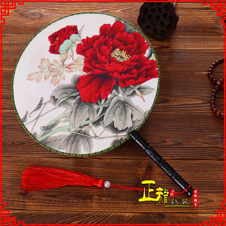 格尔木古典中国风团扇空白扇跳舞蹈扇 真丝宫扇