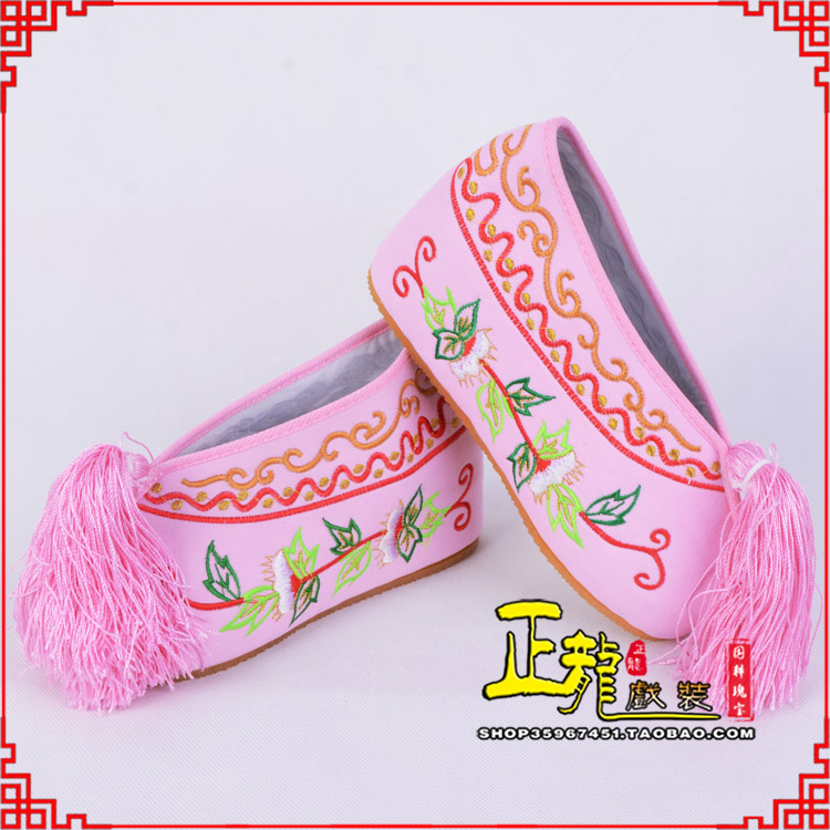 格尔木花旦鞋女绣花彩鞋 舒适款草花内高彩鞋