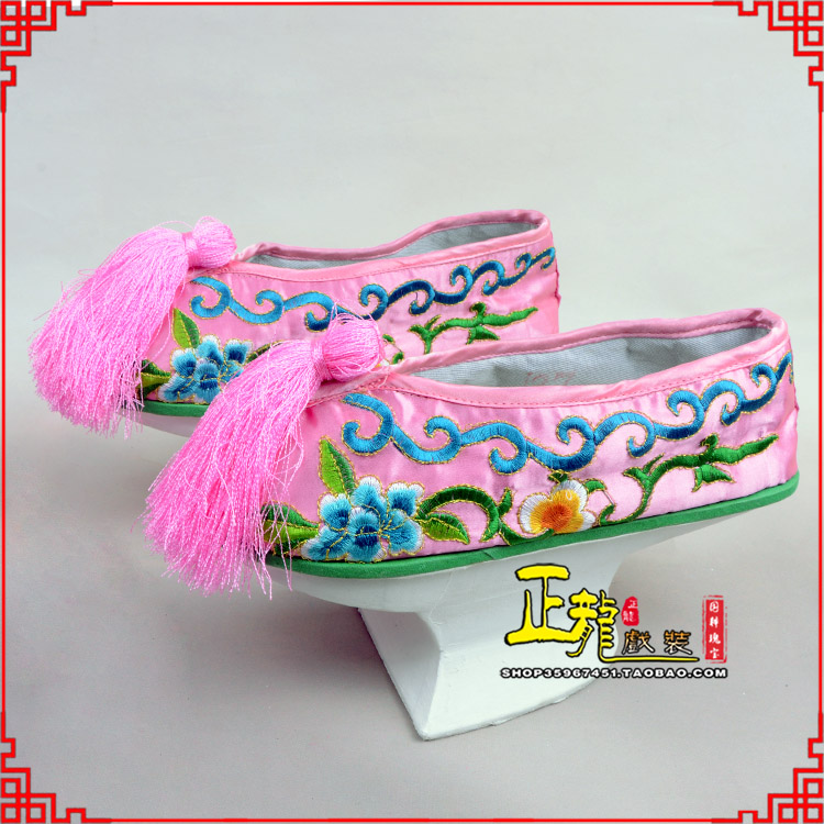 格尔木京越剧戏鞋花盆底清朝皇后贵妃宫女花盆底 旗鞋