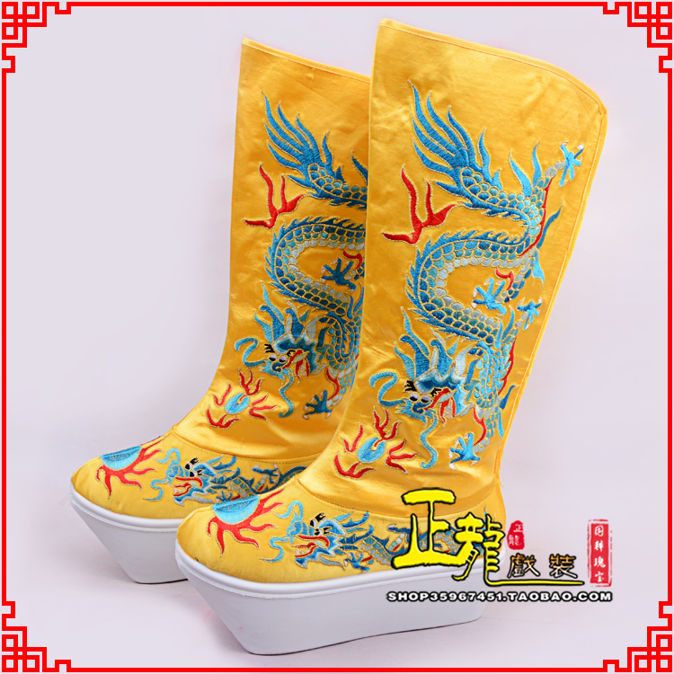 格尔木皇帝龙靴变脸靴绣龙靴子厚底官靴 好龙高靴