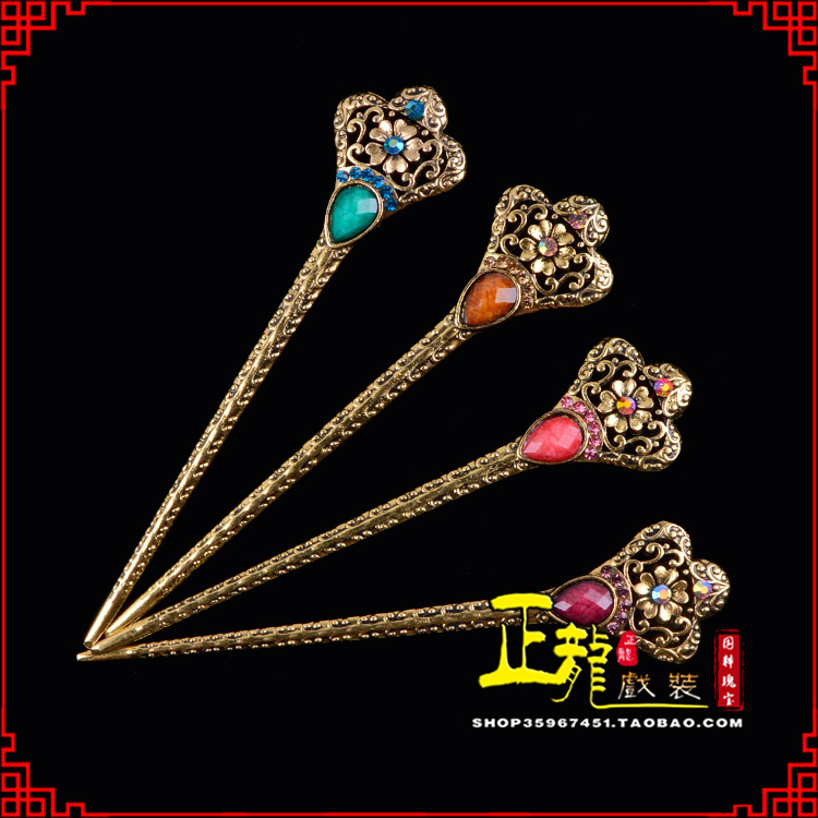 格尔木头饰老旦青衣员外夫人簪子 老旦发簪