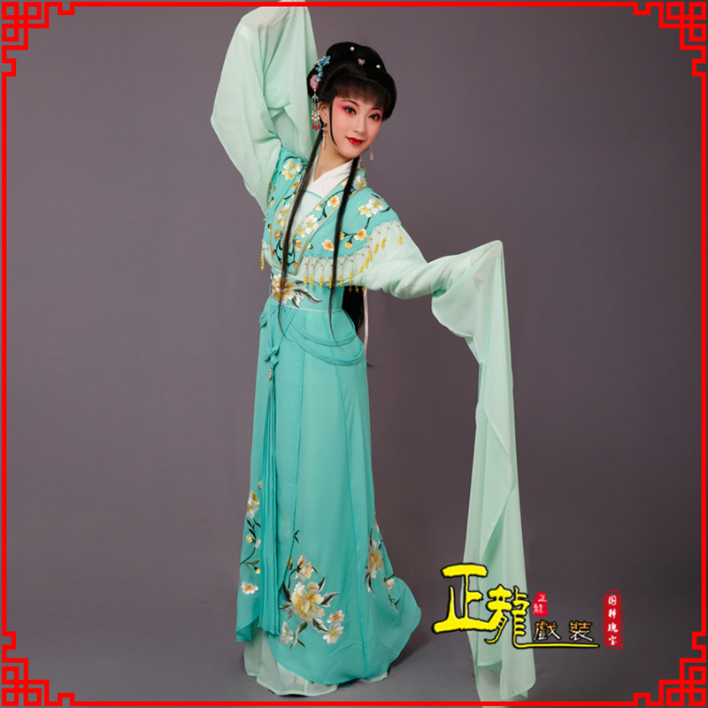 格尔木青衣水袖戏服演出服 云肩花旦衣